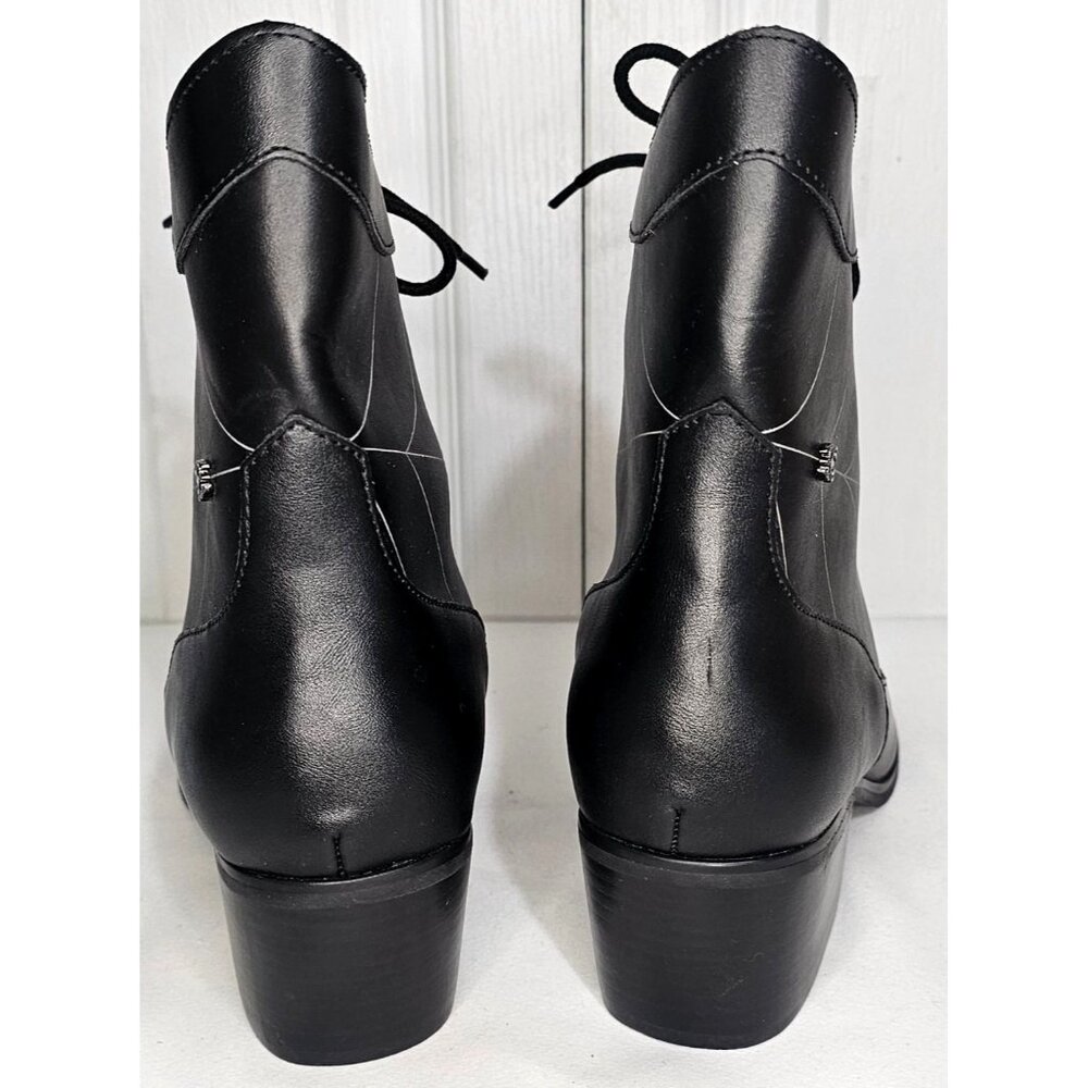 Black Victorian 8-Eye Spiderweb Pointed Anarchic Heel Boots Witch Spider Booties - Picture 5 of 11